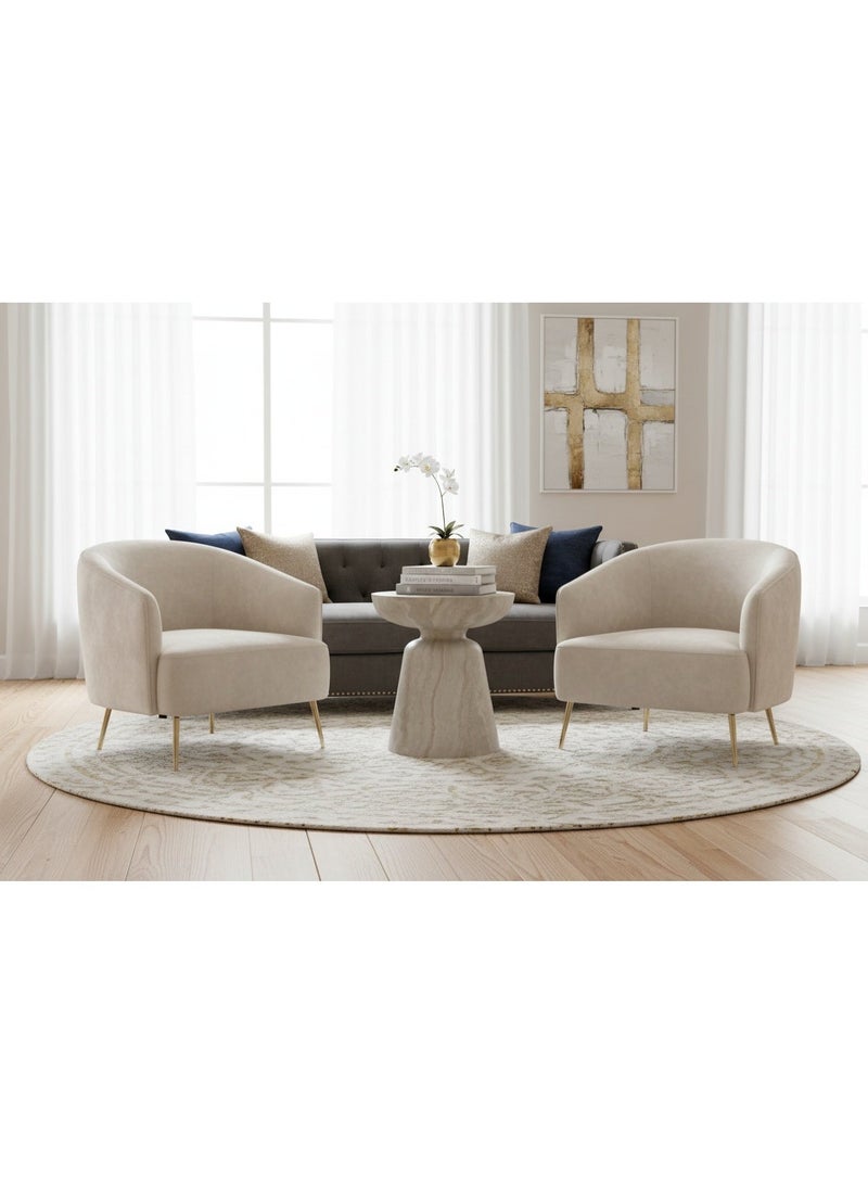 Morden Round Side Table Coffee table End table with Travertine Finish for living room - Image 2