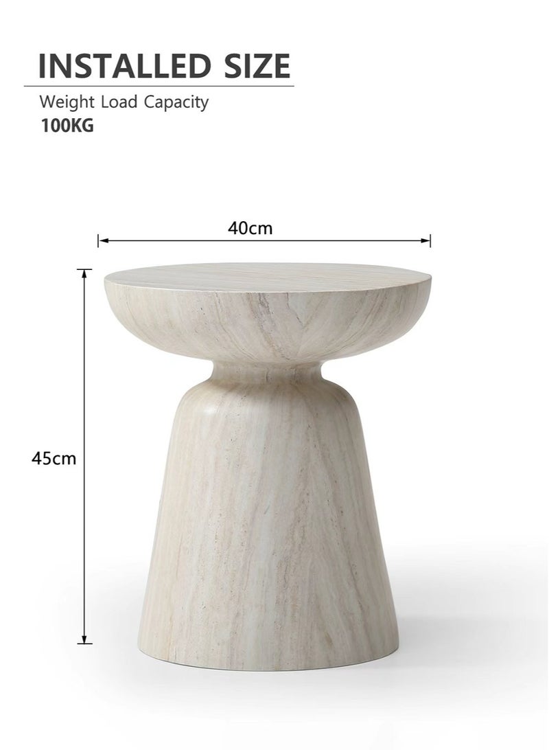 Aworesis Morden Round Side Table Coffee table End table Floor table with Travertine Finish for living room - Image 2