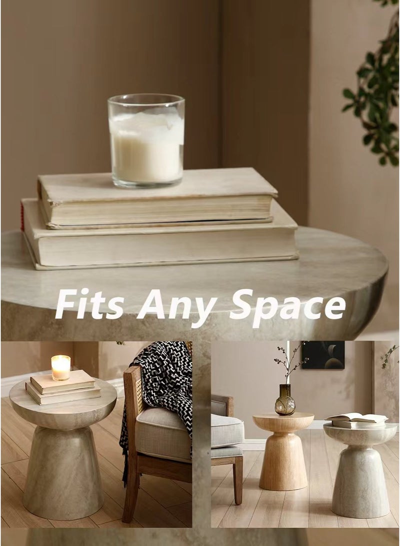 Aworesis Morden Round Side Table Coffee table End table Floor table with Travertine Finish for living room - Image 3