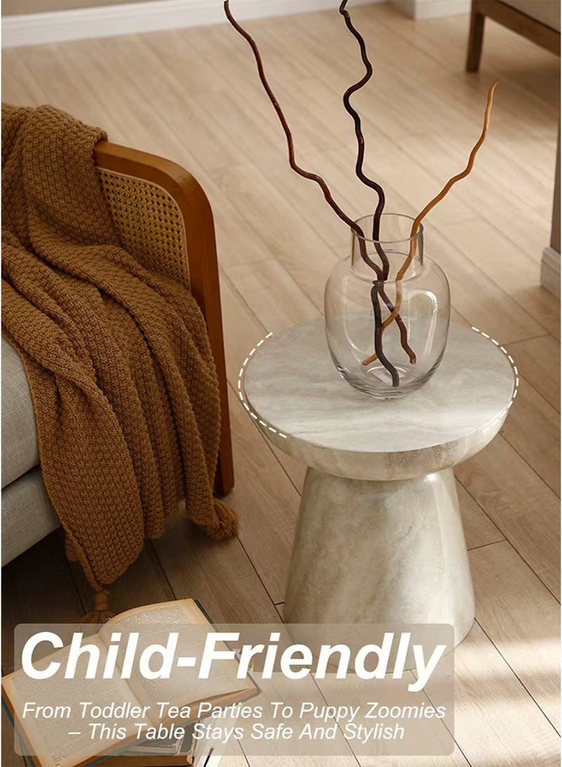 Aworesis Morden Round Side Table Coffee table End table Floor table with Travertine Finish for living room - Image 5