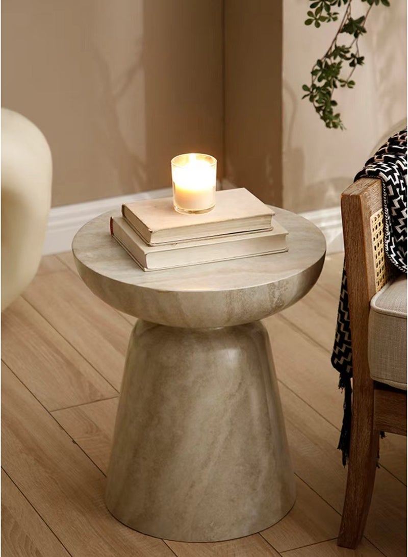 Aworesis Morden Round Side Table Coffee table End table Floor table with Travertine Finish for living room - Image 4