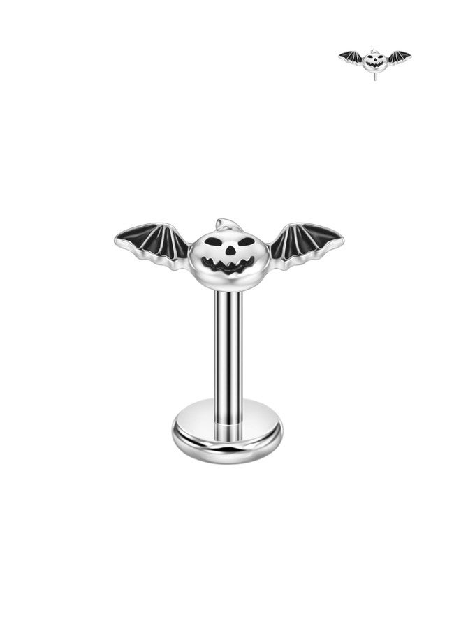 FANSING 18g Earrings for Women Threadless Labret Studs Pumpkin Bat Push Pin Earrings 5mm Length Conch Earlobe Rook Tragus Piercing Jewelry Surgical Steel Halloween Jewelry - Image 1