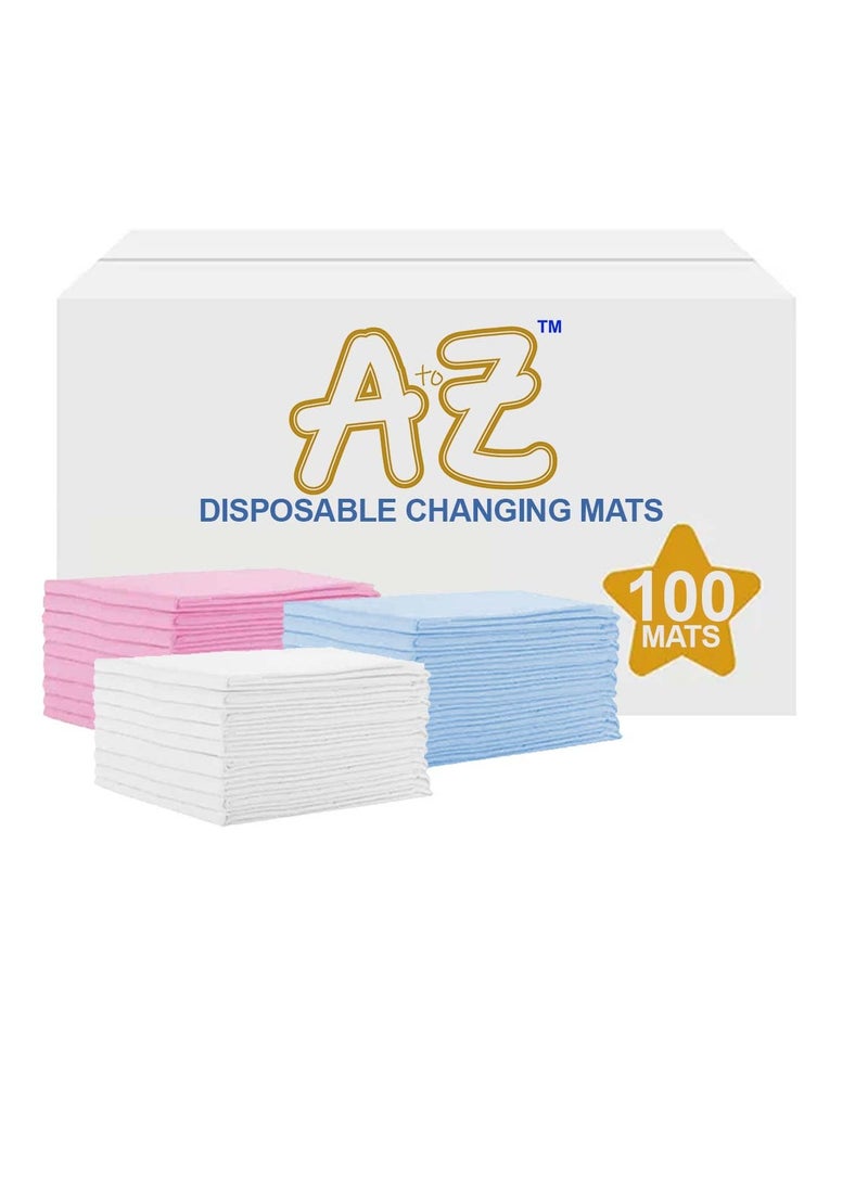 A TO Z A to Z Disposable Changing Mats - 45 x 60cm - Large Pack of 100 - Blue/Pink/White-Rainbow  - Image 1