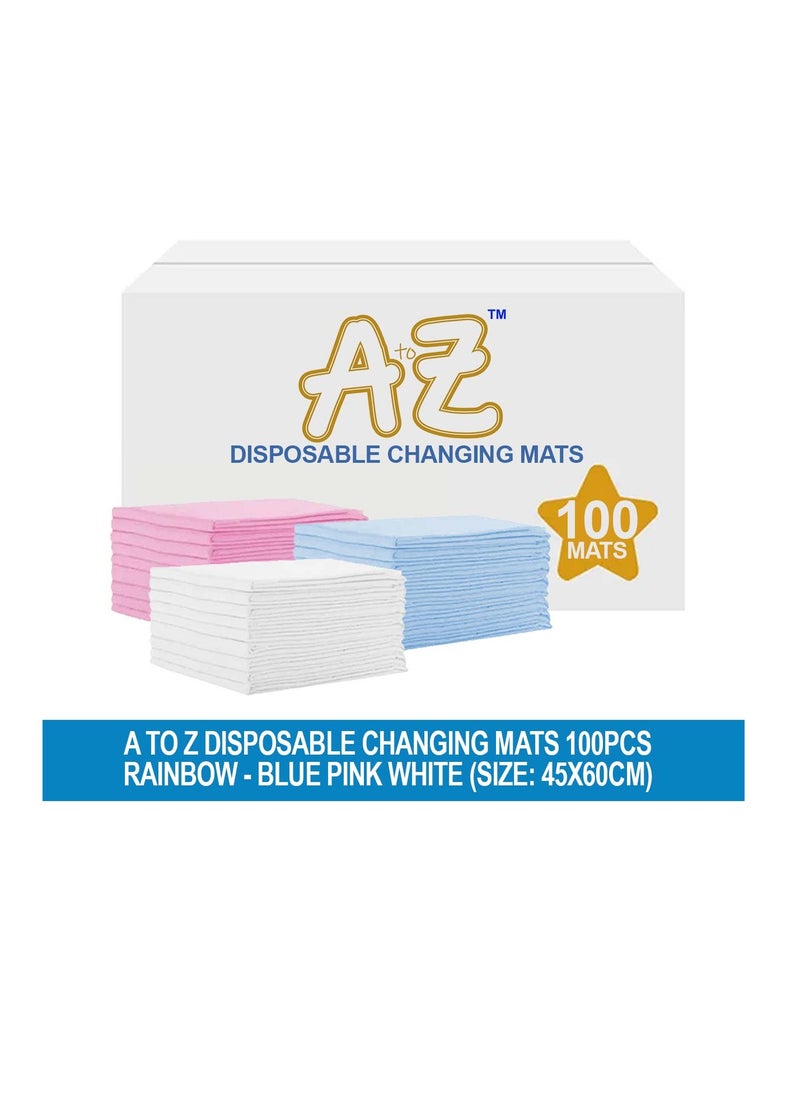A TO Z A to Z Disposable Changing Mats - 45 x 60cm - Large Pack of 100 - Blue/Pink/White-Rainbow  - Image 2