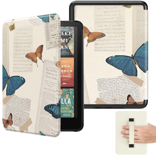 MoKo Case for 7" Ebook Reader(12th Gen 2024) and Colorsoft Signature Edition 2024, Lightweight Shell Cover with Hand Strap Auto Wake/Sleep, Not fit Kobo Aura 2/Remarkable, Vintage Butterfly - Image 1