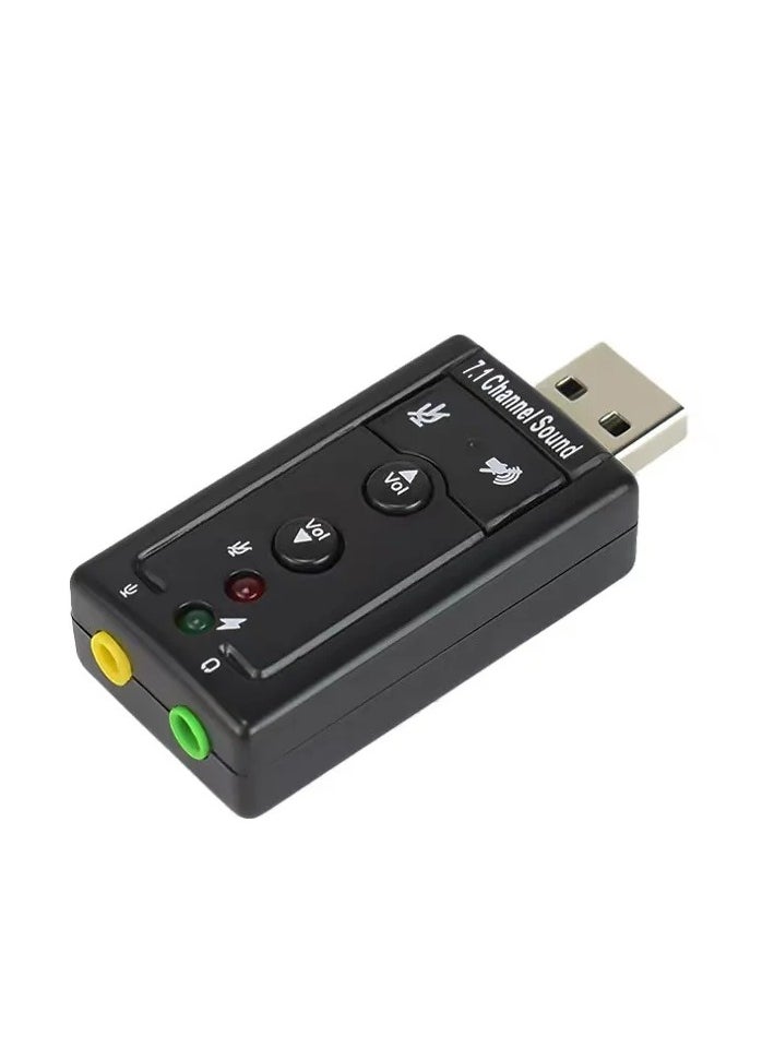 ماركة غير محددة كرت صوت USB افتراضي 7.1 – محول صوت خارجي للكمبيوتر واللابتوب – يدعم ميكروفون وسماعة  - Image 1