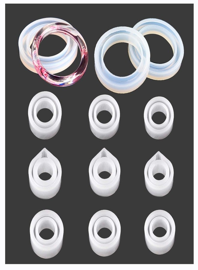 Luckkyme 12 Pieces DIY Craft Making Silicone Ring and Bangle Mold Jewelry Pendant Rings Resin Casting Circle Mould, 4 Types - Image 1
