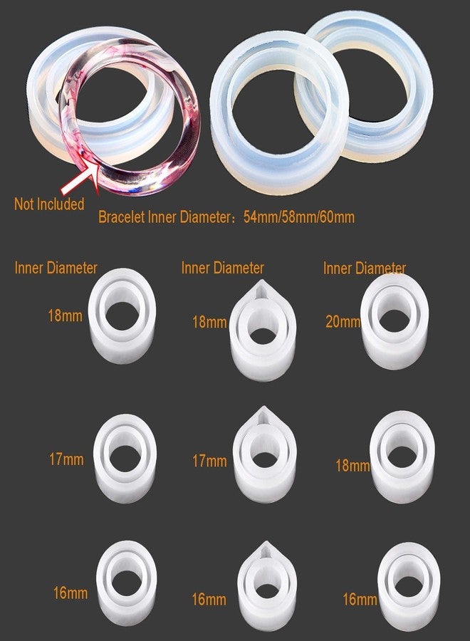 Luckkyme 12 Pieces DIY Craft Making Silicone Ring and Bangle Mold Jewelry Pendant Rings Resin Casting Circle Mould, 4 Types - Image 2