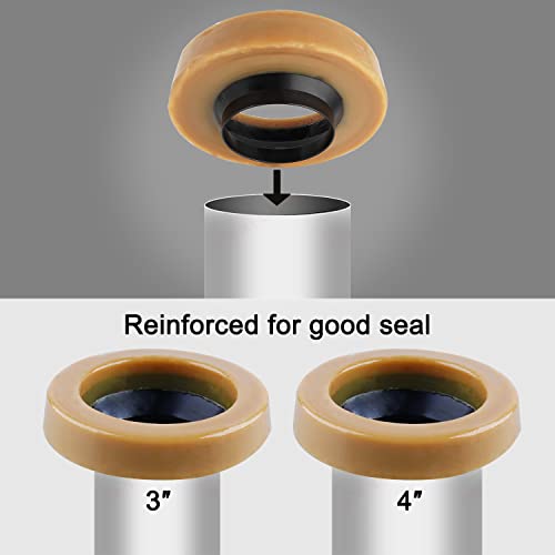 iFealClear 2 Sets Toilet Wax Ring Kit with Bolts, PE Flange and Extra Retainers, Thick Wax Ring Gasket for Toilet Bowl, Washers Bolt Caps Gasket Use for Most Toilets- Gas, Odor and Watertight Seal - Image 2