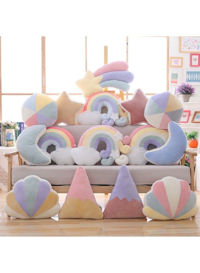 Nordic Ins Style Pillow Japanese Bedside Rainbow Cloud Cushion Internet Celebrity Bedroom Layout Backrest Girl Heart Pillow-Color:Pink Rainbow  - Image 2