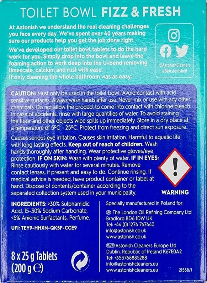 Astonish Toilet Bowl Fizz & Fresh Deep Cleaning Foam Action Tabs | 8 Toilet Block Tablets, Eucalyptus Fresh - Image 2