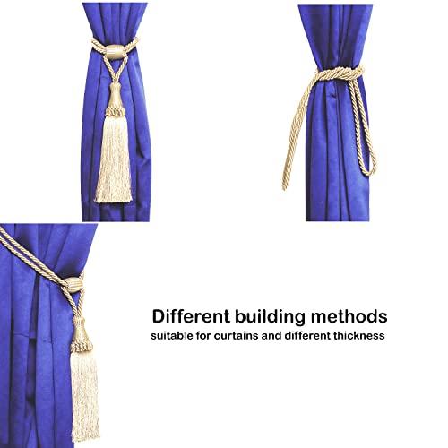 MALOINTEX 2 Pack Curtain Tiebacks Handmade Elegant Curtain Tie Backs Holdbacks with Tassel, Polyester Curtain Tieback for Home Office Hotel Decor - Beige - Image 5