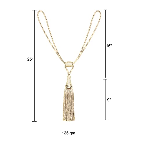 MALOINTEX 2 Pack Curtain Tiebacks Handmade Elegant Curtain Tie Backs Holdbacks with Tassel, Polyester Curtain Tieback for Home Office Hotel Decor - Beige - Image 4
