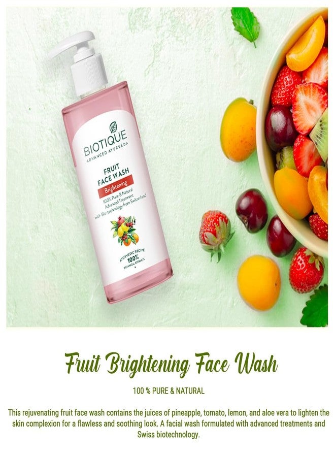 Biotique Fruit Brightening Face Wash| Ayurvedic and Organically Pure| Advanced Swiss Technology |100% Botanical Extracts| Suitable for All Skin Types | 250ml - Image 2