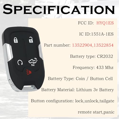SUPALAND Keyless Entry Remote Control Key Fob Replacement Fits for GMC Sierra 1500 2500 3500 2019 2020 2021 2022 2023 Chevrolet Silverado 1500 2500 3500 HYQ1ES 13522904 13522854 433 MHz - Image 3