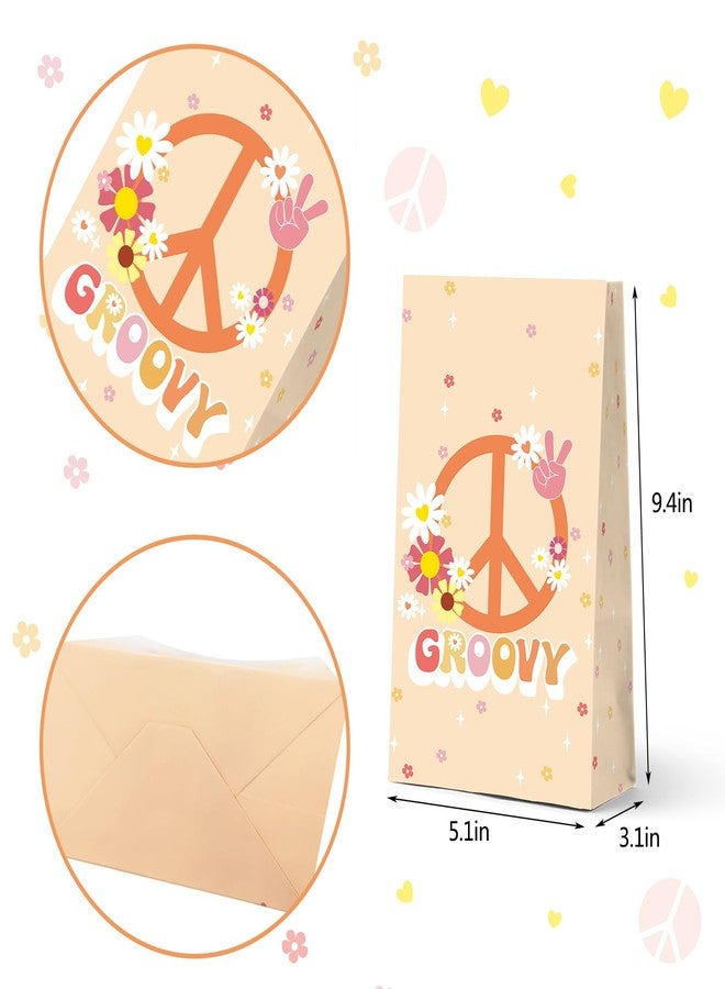 KALEFO 24PCS Groovy Retro Hippie Party Favors Bags Spring Summer Flower Treat Snacks Candy Supplies Gift for Birthday Decorations Pink Daisy Table Decor - Image 5