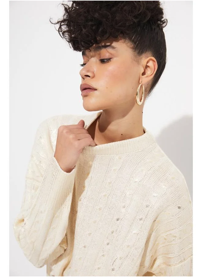 JUNE June Varaklı Knitwear Sweater Gold