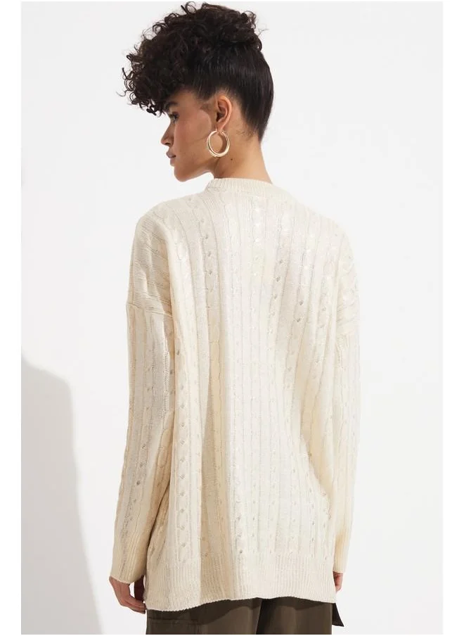 JUNE June Varaklı Knitwear Sweater Gold