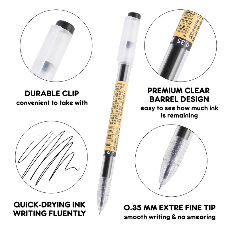RIANCY Japanese Style Black Gel Ink Pens, 0.35mm Extra Fine Point, No Smudge Quick Drying, Japanese Ink Pen for Journal Planners, Thin Notebook Paper, Office School Supplies, 12 Pack, Writing Drawing - Image 3