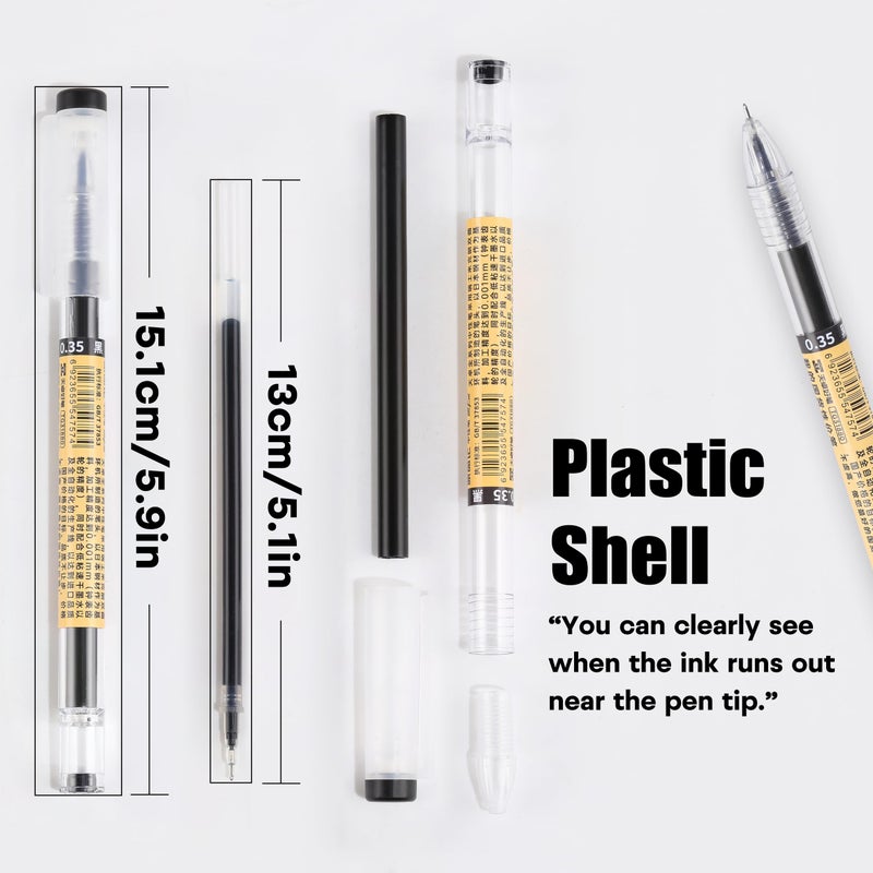 RIANCY Japanese Style Black Gel Ink Pens, 0.35mm Extra Fine Point, No Smudge Quick Drying, Japanese Ink Pen for Journal Planners, Thin Notebook Paper, Office School Supplies, 12 Pack, Writing Drawing - Image 4