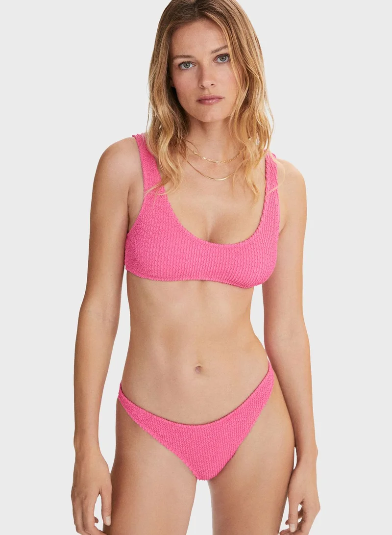 MANGO Textured Bikini Top