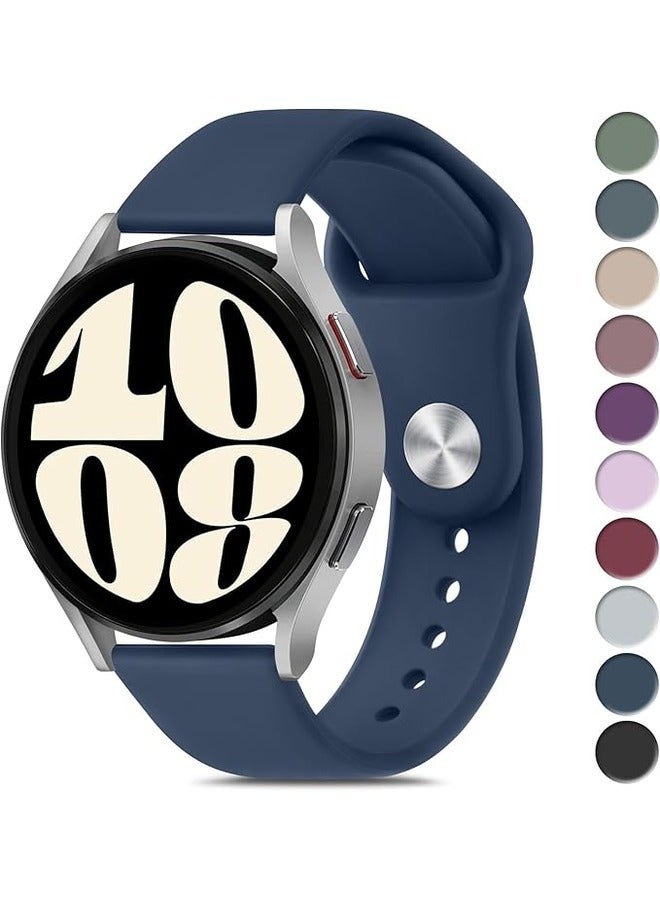 ELTRAZONE Abyss Blue & White Soft Silicone Sport Band for Samsung Galaxy Watch 6 (40mm/44mm) & Galaxy Watch 6 Classic (43mm/47mm) - 20mm Replacement Strap for Men and Women - Image 1