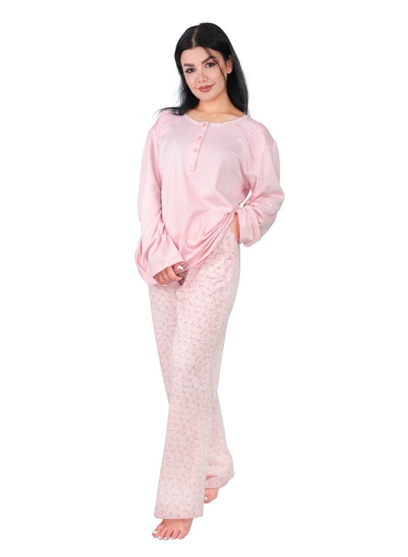 Dadoush Women's winter pajamas made of soft cotton, casual women's pajamas made of durable and beautiful fabric - Luxury women's winter pajama set from Dadoush - Two-piece women's cotton pajamas for more warmth and elegance. - Image 2