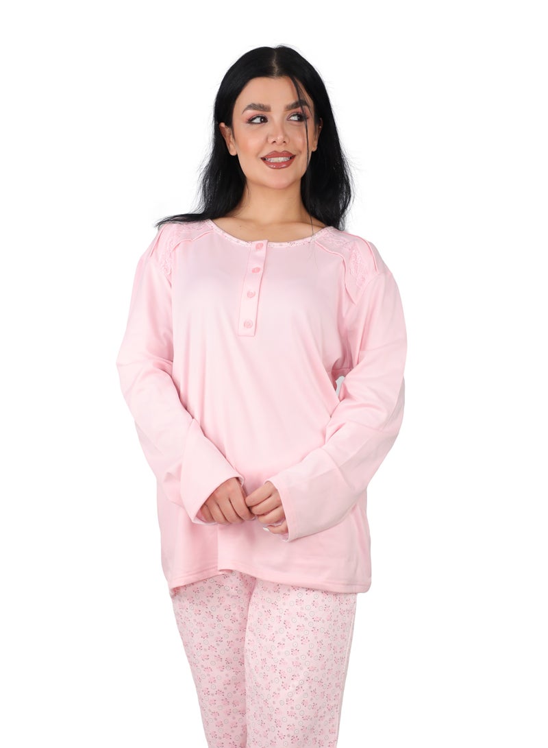 Dadoush Women's winter pajamas made of soft cotton, casual women's pajamas made of durable and beautiful fabric - Luxury women's winter pajama set from Dadoush - Two-piece women's cotton pajamas for more warmth and elegance. - Image 1