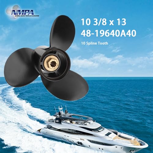 VIF 10 3/8 x 13 (10 Spline Tooth) OEM Parts No.48-19640A40 Upgrade Aluminum Boat Propeller fit outboard Motos 9.9/15/18/20/25HP, Rh - Image 3