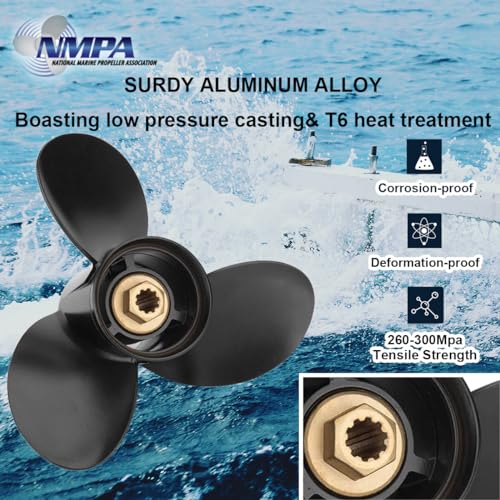 VIF 10 3/8 x 13 (10 Spline Tooth) OEM Parts No.48-19640A40 Upgrade Aluminum Boat Propeller fit outboard Motos 9.9/15/18/20/25HP, Rh - Image 4