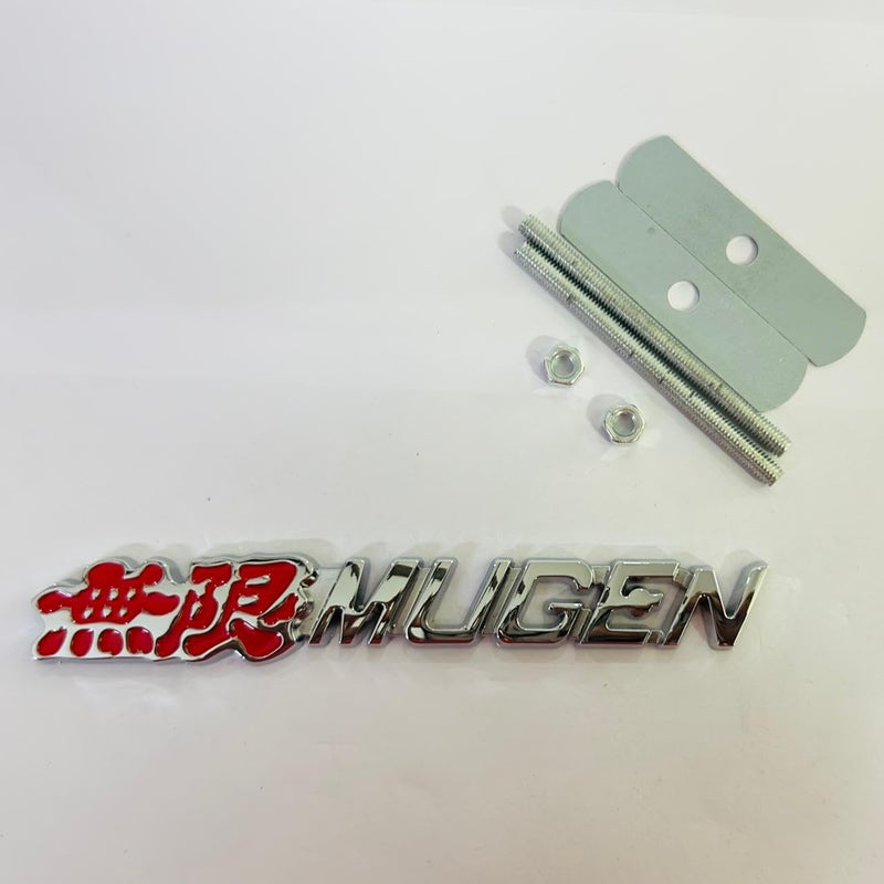 AUTO MT شعارات للسيارات والدراجات المعدنية وشعار الشبكة المعدنية، ملحقات السيارات لشعار 3D شارة سباق السيارات ملصق جولة كبيرة ملصق. (شعار شبكة موغن المعدنية باللون الأحمر كروم.) - Image 2