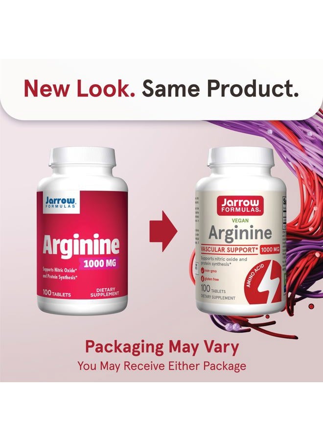 jarrow formulas أرجينين 1000 ملغ، مكمل غذائي، يدعم إنتاج أكسيد النيتريك، يدعم تخليق البروتين، 100 قرص، يكفي حتى 100 يوم - Image 2