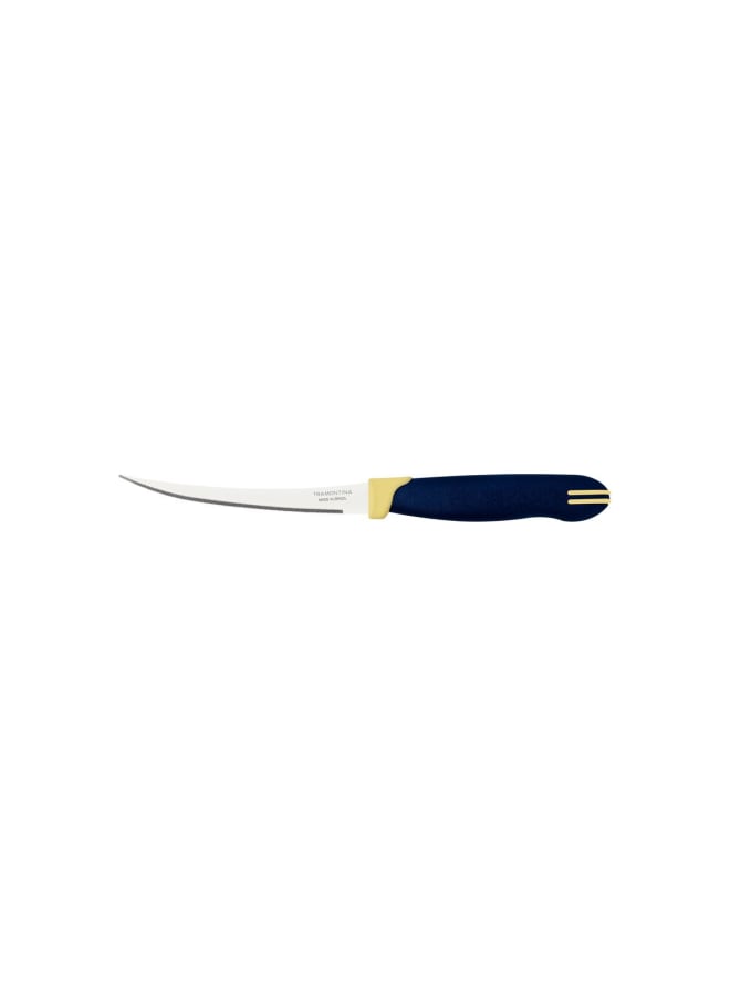 TRAMONTINA Tramontina Multicolor 5" Tomato Knife, Stainless Steel Blade, Blue and Cream Polypropylene Handle, Dishwasher Safe, Durable and Sharp - 1 Piece  - Image 1