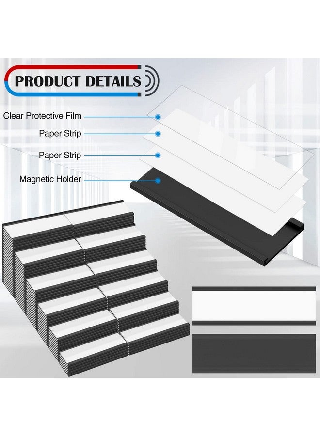 تيلينغ 300 قطعة من حاملات الملصقات المغناطيسية وحاملات البطاقات المغناطيسية مع أفلام واقية وشرائط بديلة للرفوف المعدنية وخزانة الملفات وصندوق البريد والسبورة البيضاء (1 × 3 بوصة) - Image 4