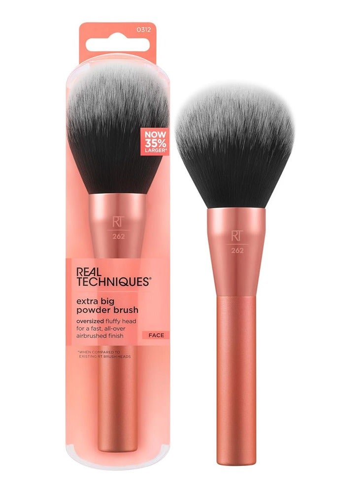 Real Techniques Extra Big Powder Brush, Large Makeup Brush For Powder, Fluffy Head For All-Over Setting, XL Oversized Brush For Quick Application, Cruelty-Free, Synthetic Bristles 1 Count pink - Image 1