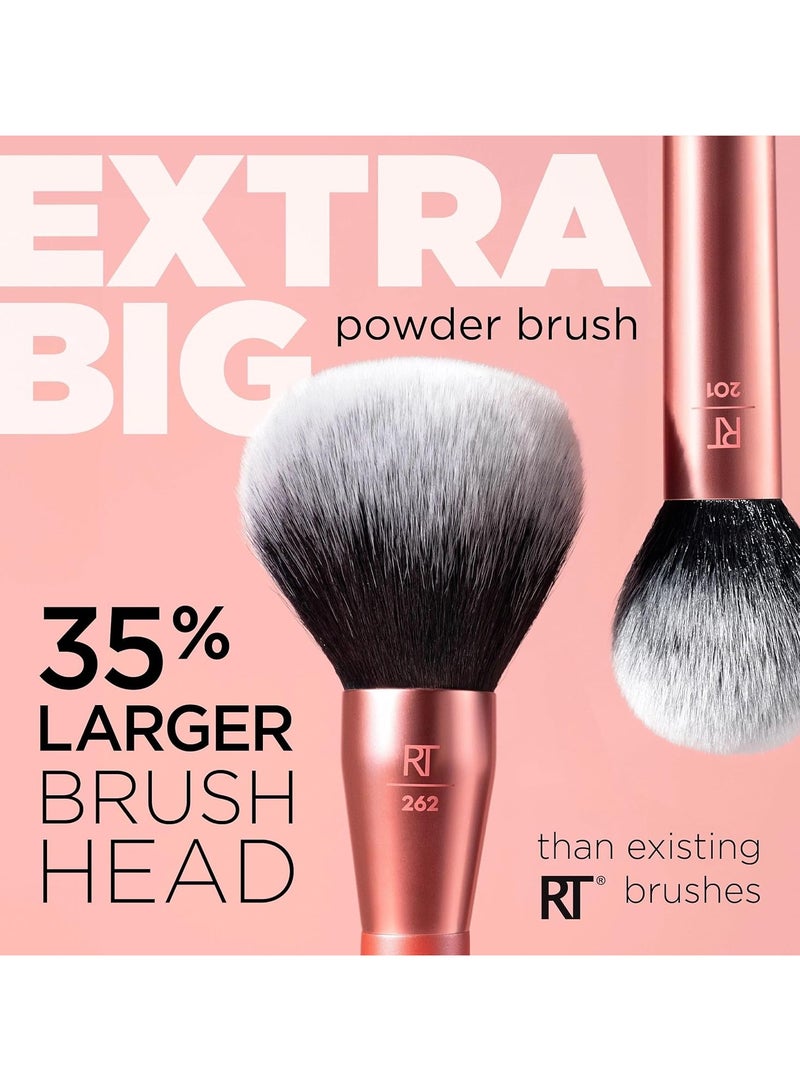 Real Techniques Extra Big Powder Brush, Large Makeup Brush For Powder, Fluffy Head For All-Over Setting, XL Oversized Brush For Quick Application, Cruelty-Free, Synthetic Bristles 1 Count pink - Image 4
