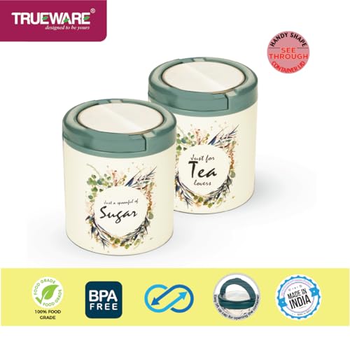 Trueware Lift Up Sugar Tea Container | Set Of 2 | Grey | Tea, Sugar Container (Grey) - Plastic - Image 3
