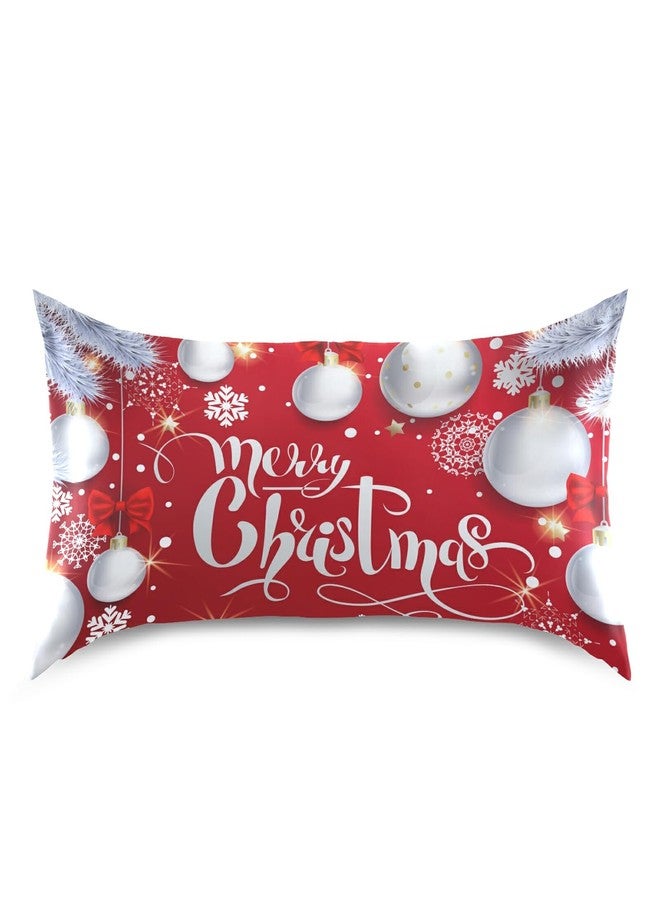 xigua Christmas Tree Snowflakes Satin Pillowcase, for Hair and Skin Pillow Cases, with Envelope Closure Silk Pillowcase, Soft and Breathable Printed Satin Pillow Covers, Queen Size 20x30 Inches - Image 3