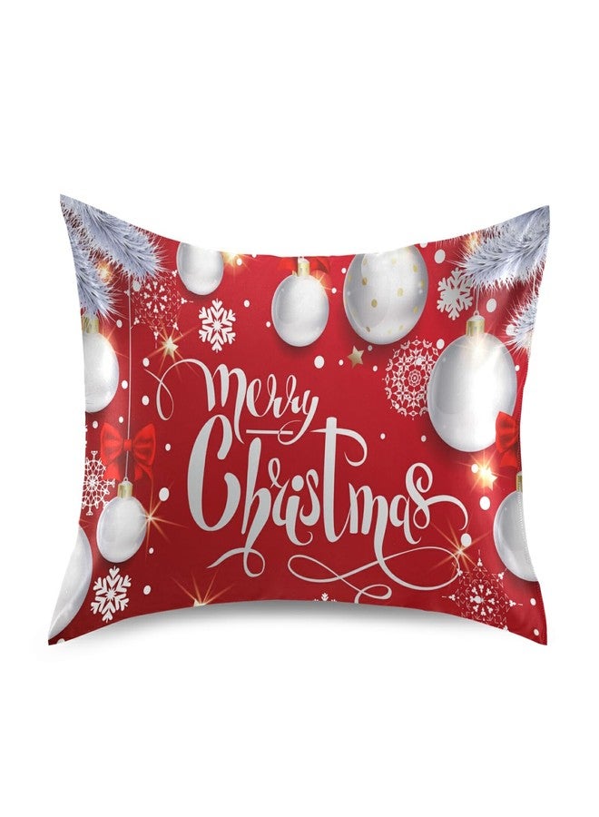 xigua Christmas Tree Snowflakes Satin Pillowcase, for Hair and Skin Pillow Cases, with Envelope Closure Silk Pillowcase, Soft and Breathable Printed Satin Pillow Covers, Queen Size 20x30 Inches - Image 1