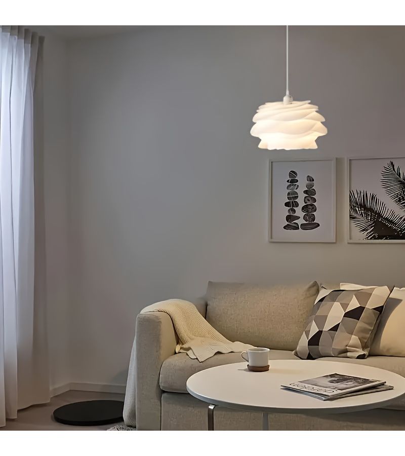 White Arc Pendant Light Modern Minimalist Shade for Bedroom Living Room - Image 1