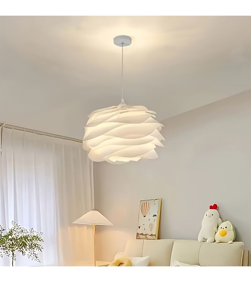 White Arc Pendant Light Modern Minimalist Shade for Bedroom Living Room - Image 2