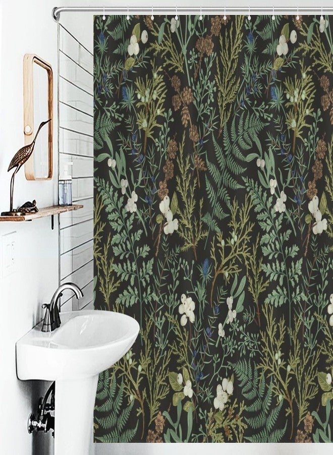JADERYS Vintage Botanical Shower Curtain Rustic Farmhouse Retro Plant Green Nature Art Print Waterproof Bath Curtain for Bathroom Decor with 12 Hooks 66x72 Inch - Image 3