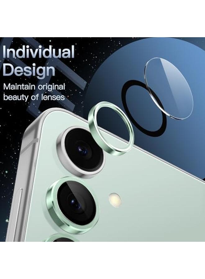 جي تيك واقي عدسة الكاميرا لهاتف Samsung Galaxy S24 Fe 9H من الزجاج المقوى بحلقة معدنية فردية عالية الوضوح، مجموعة واحدة باللون الأخضر النعناعي - Image 2