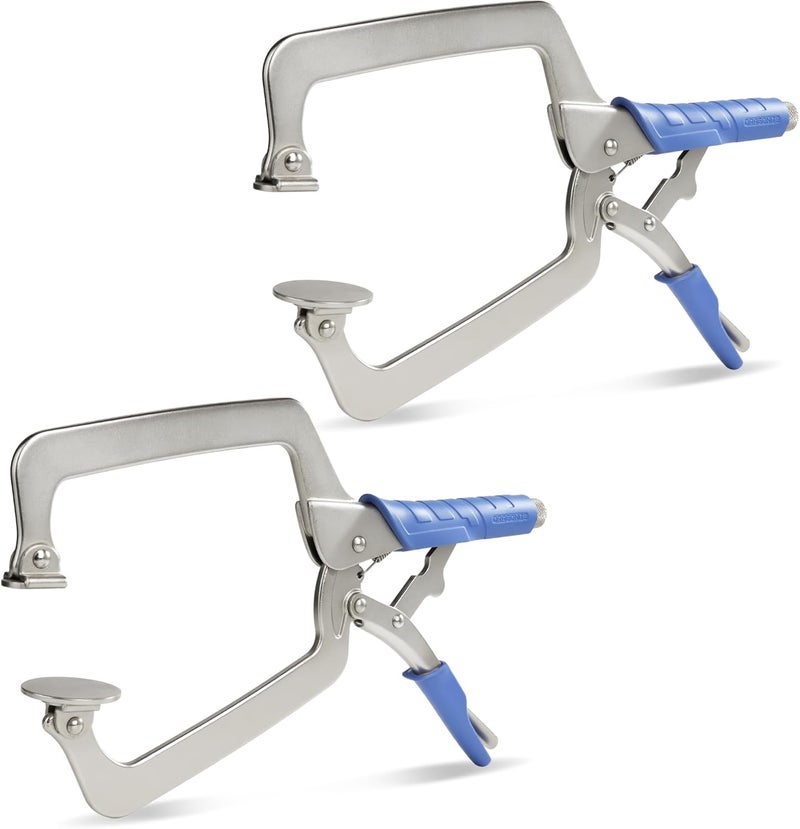 DRAGONITE Heavy Duty C Clamp, Vise Grip Locking Pliers With Swivel Pads, 15 Inch Face Clamp for Woodworking, Welding and Pocket Hole Joinery, 2 Piece - Image 1