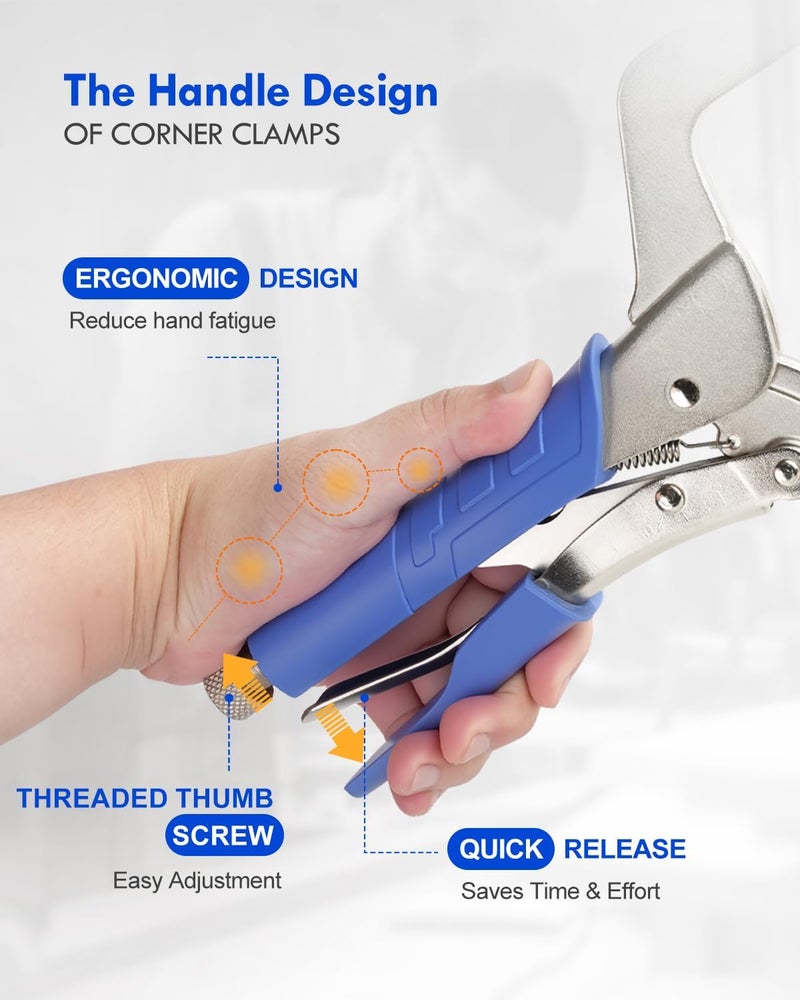 DRAGONITE Heavy Duty C Clamp, Vise Grip Locking Pliers With Swivel Pads, 15 Inch Face Clamp for Woodworking, Welding and Pocket Hole Joinery, 2 Piece - Image 5