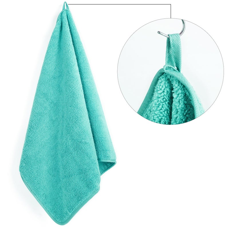 POLYTE Quick Dry Lint Free Microfiber Hand Towel  16 x 30 in  Set of 4 (Aqua) - Image 5