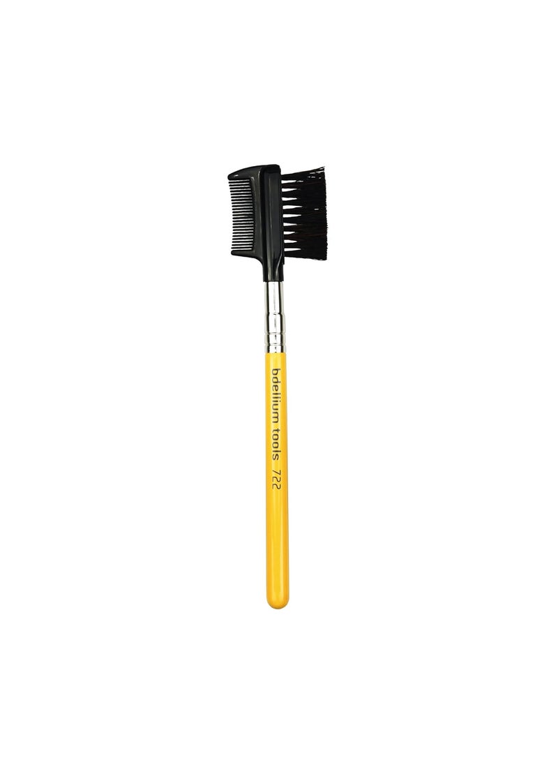 Bdellium Tools Bdellium Tools Professional Makeup Brush - Travel 722 Comb/Brow - Short Wooden Handle for Convenient Travel, For Groom, Smooth, and Prep Up (Yellow, 1pc) 