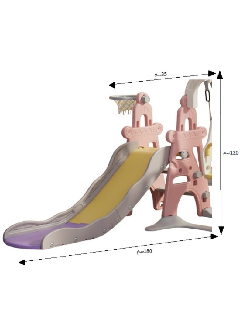 فول جوي زحليقة أطفال مع طوق كرة سلة للاستخدام الداخلي والخارجي، للأعمار من 1 إلى 8 سنوات، للاستخدام الداخلي والخارجي. - Image 2