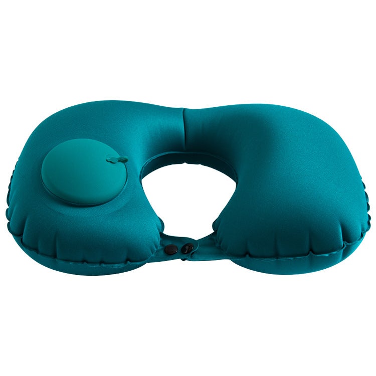 Generic Press inflatable U-shaped pillow neck pillow travel artifact neck folding portable flocking blowing travel pillow U-shaped pillow  - Image 2