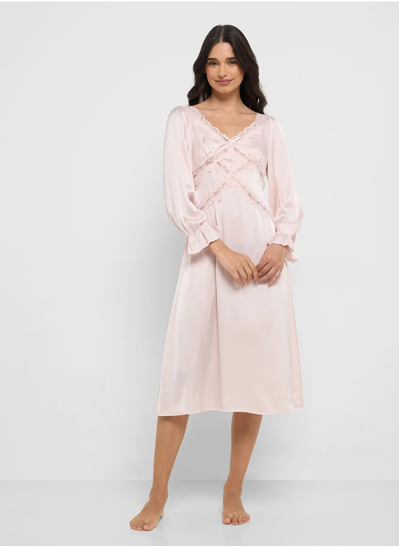 ELLA Nighdress With Lace Trims